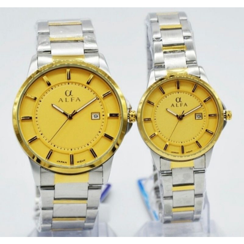 JAM TANGAN COUPLE ALFA 88132 PREMIUM WATER PROFF