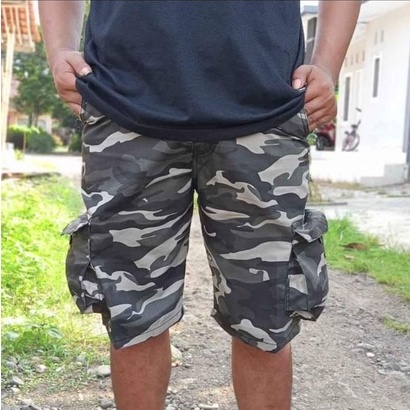 CELANA LORENG |CELANA PENDEK  CARGO KATUN PRIA MOTIF LORENG |  CELANA SANTAI | CELANA KEREN