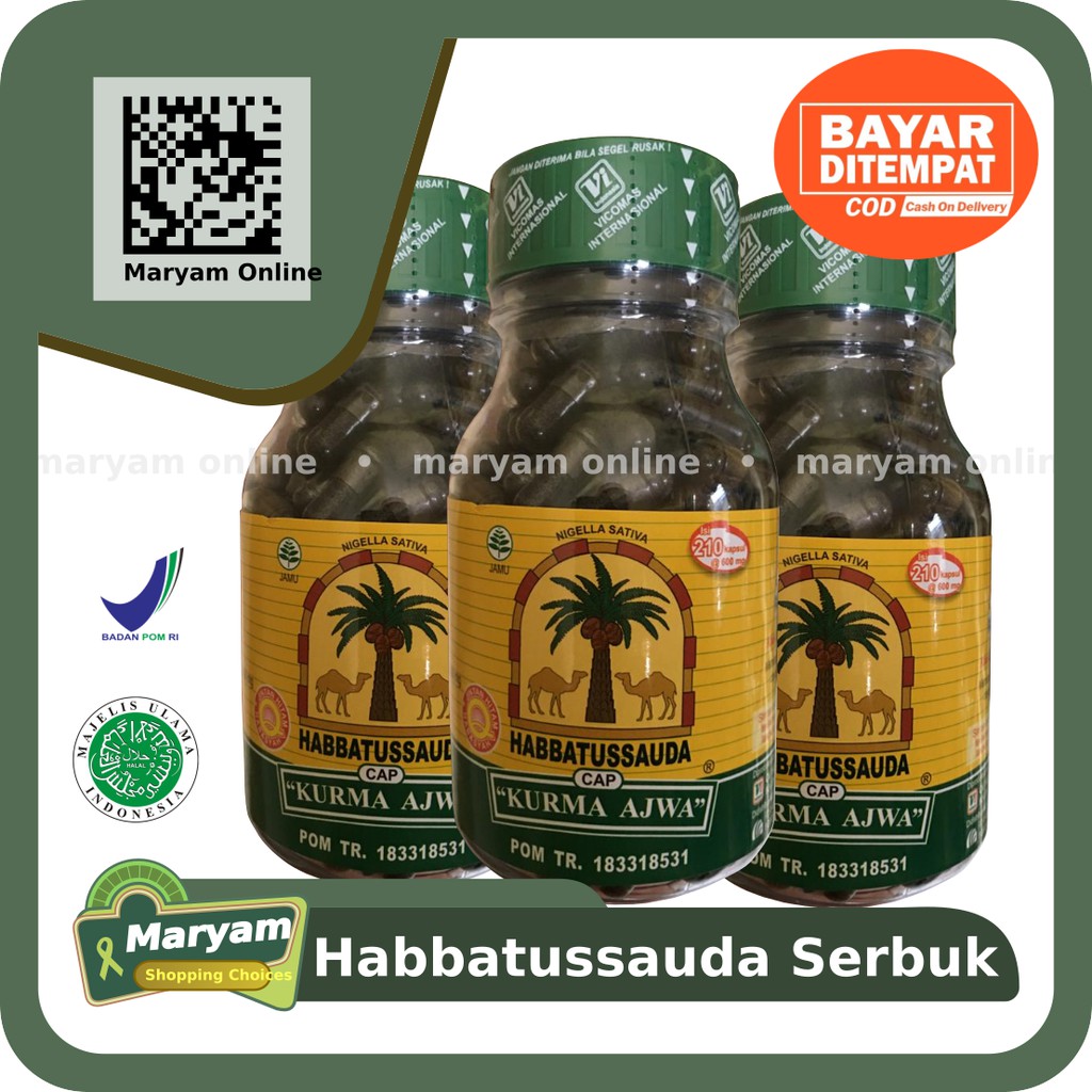 Kaspsul Habbatussauda cap Kurma Ajwa 210 Kapsul - Habbatussauda Cap Kurma Ajwa Asli