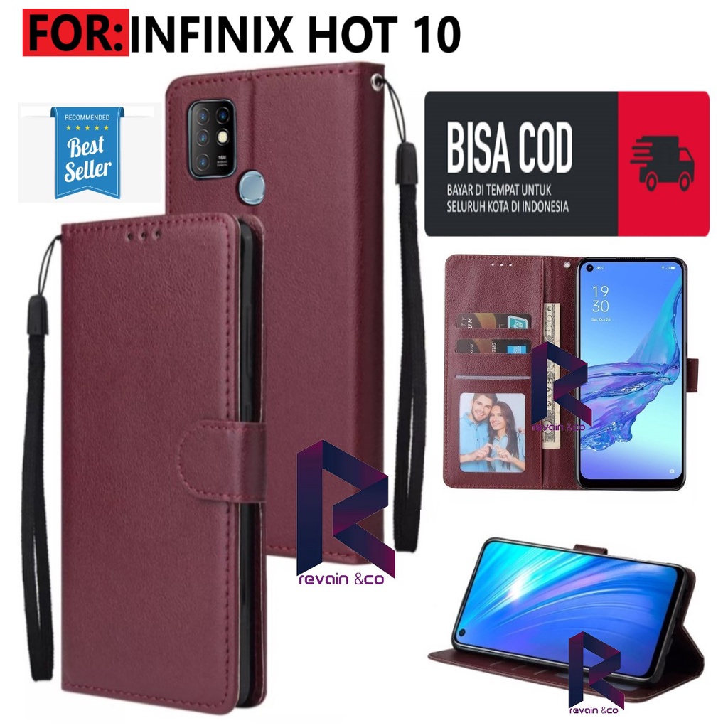 CASE INFINIX HOT 10 FLIP WALLET LEATHER KULIT PREMIUM FLIP COVER SARUNG BUKA TUTUP FLIP CASE INFINIX HOT 10