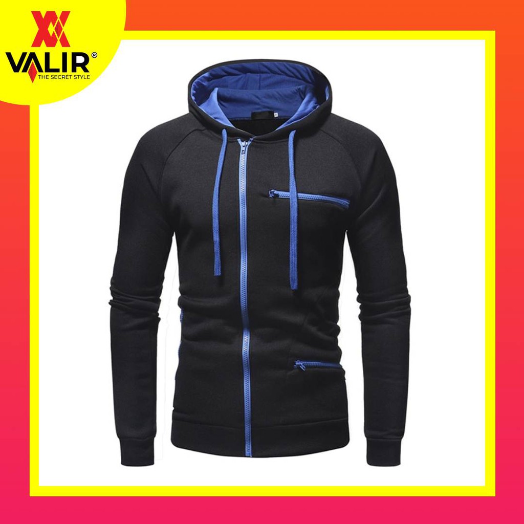 jaket sweater cowok terbaru King Calvin Fleece Pria Casual Hitam VALIR SHOP