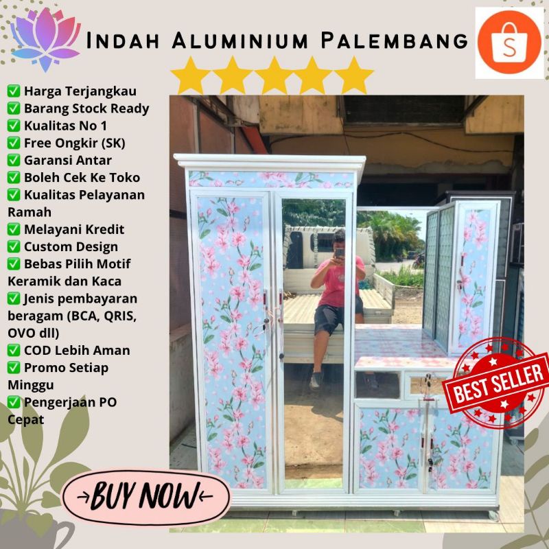 LEMARI PAKAIAN MEJA RIAS MINIMALIS ALUMINIUM PALEMBANG