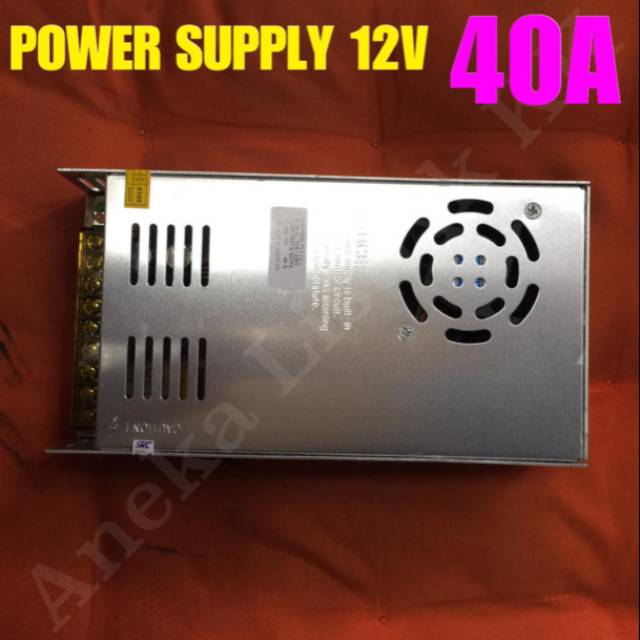 POWER SUPPLY 12V 40A KIPAS Trafo 40 A Ampere Adaptor 40 Ampere LED STRIP CCTV plus KIPAS