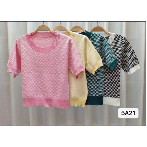 korean top lengan pendek rib knit rajut crop import baju wanita kaos atasan korea baju 5A21#