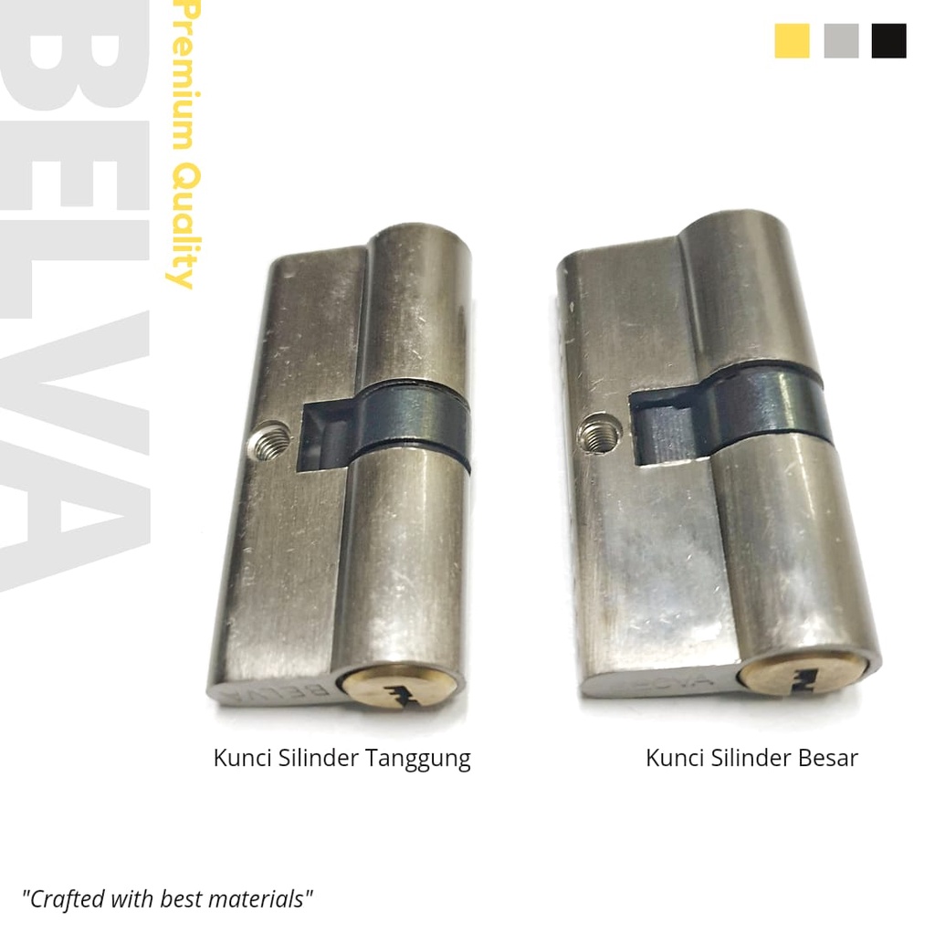 KUNCI SILINDER PINTU BELVA BESAR JANTUNG KUNINGAN 60MM