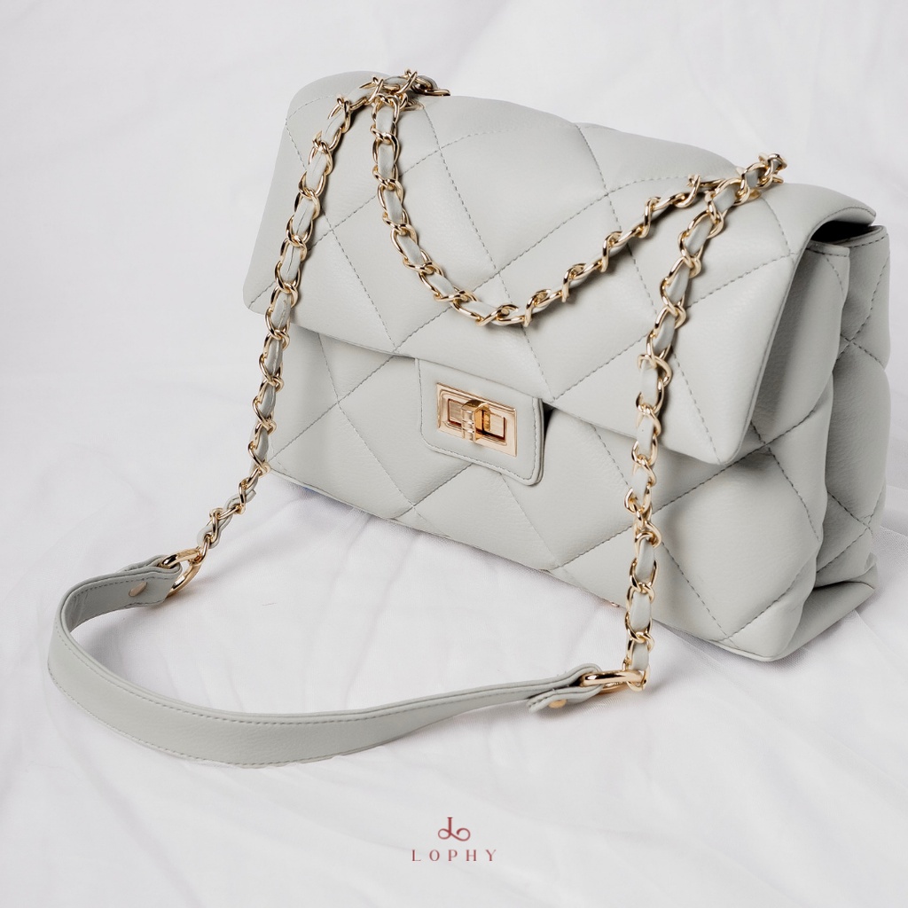 Lophy Bag Tas Wanita Shoulder Bag Tas Selempang Wanita Elora Bag in Light Grey