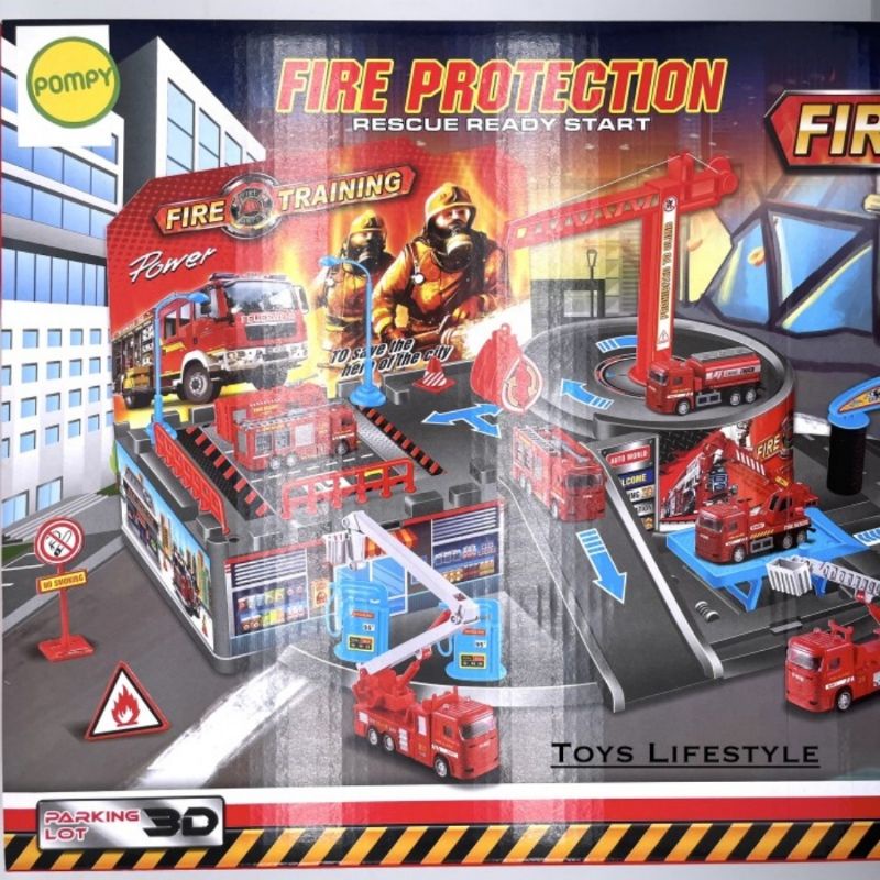 Mainan Parking Pemadam Kebakaran Fire Rescue Station