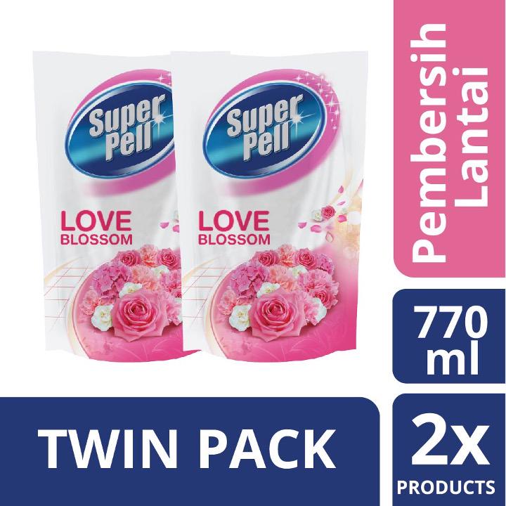 Super Pell Pembersih Lantai Love Blossom 770 ml Twinpack