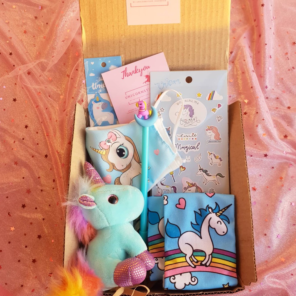 UNICORN STUFF INDOENSIA Paket Kotak Kado Anak motif unicorn 1 Set box unicorn