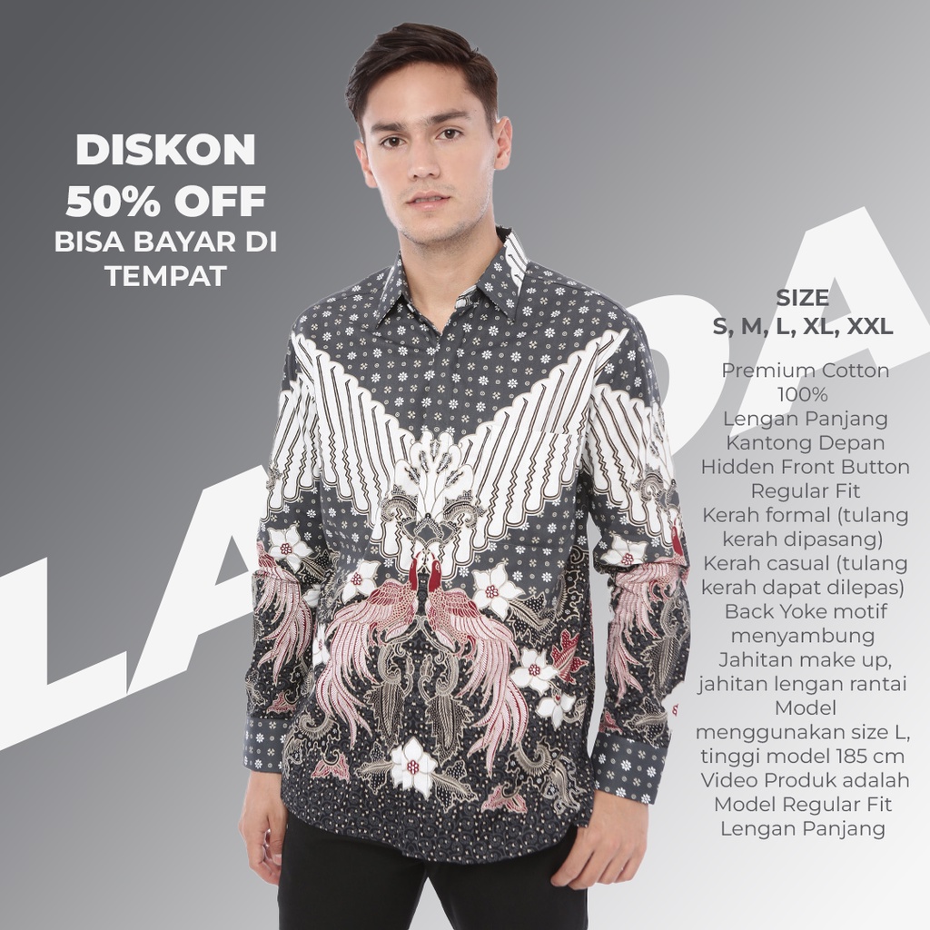 AO1B Labda batik pria lengan panjang modern premium non furing coklat anak muda  orang tua dewasa ke