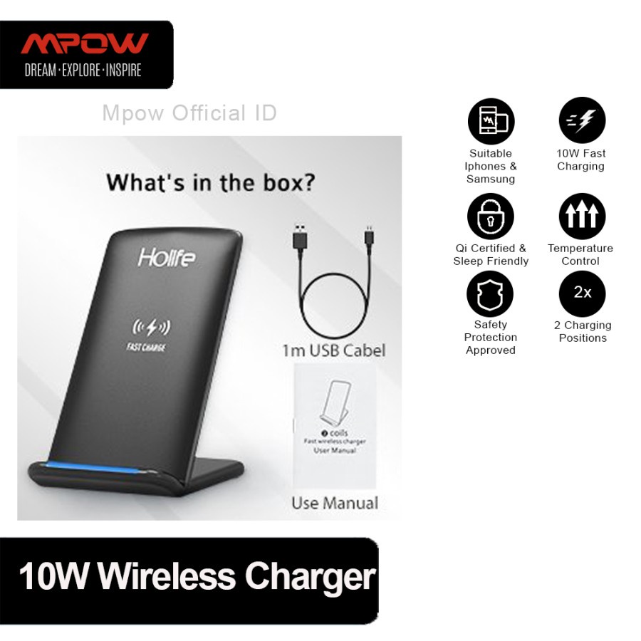 MPOW - Holife 10W Wireless Charger, Fast Wireless Charger Stand HLPA046