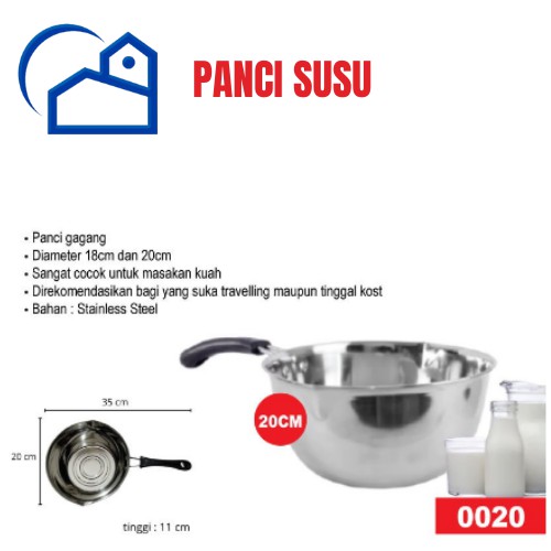 Panci Susu Milk Pot 18cm / 20cm panci susu Stainless Steel Milk Pan