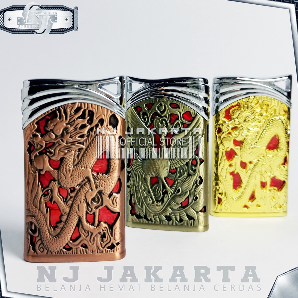 MANCIS Korek Api Gas Lighter Mancis Dragon Bird Timbul Depan Belakang Isi Gas Api Las