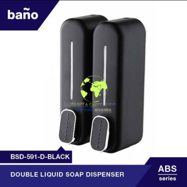 Soap dispenser Double Black tempat sabun Bano hitam shampo