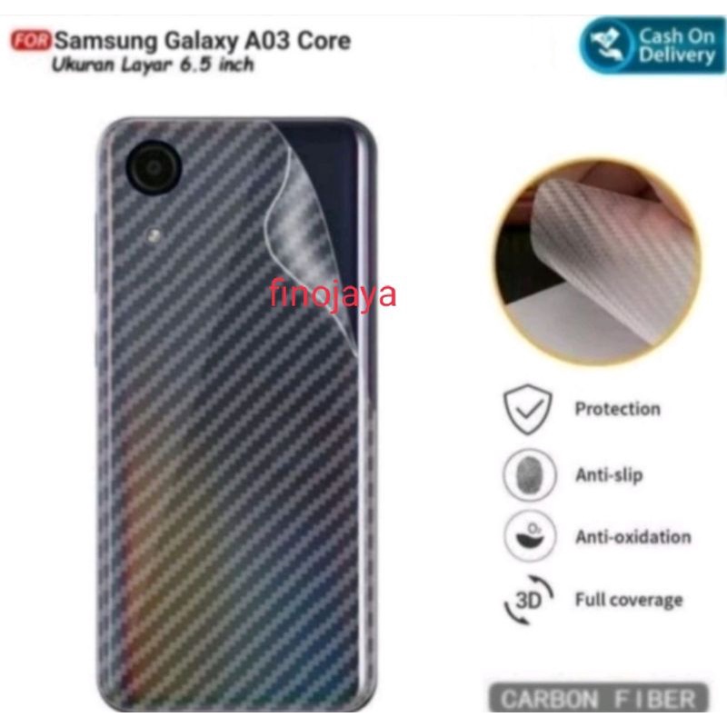 Skin Carbon Samsung A03 Core A04 Core A032F Garskin Anti Gores Belakang Transparan