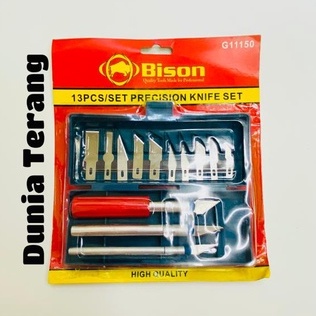 Pisau Hobi BISON Set 13pcs - Hobby Knife - 13pcs/set Precision Knife Set BSN G11150 - Pisau Ukir - Tatah Ukir - Carving Tools