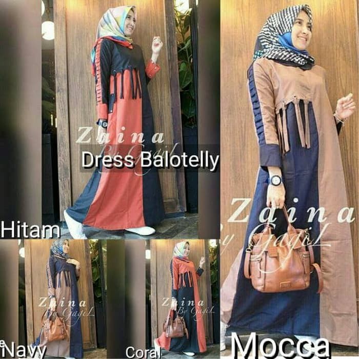 Fashion Muslim Gamis / Dress muslim murah / Pakaian hijab / Baju wanita : Zaina dress Murah Original