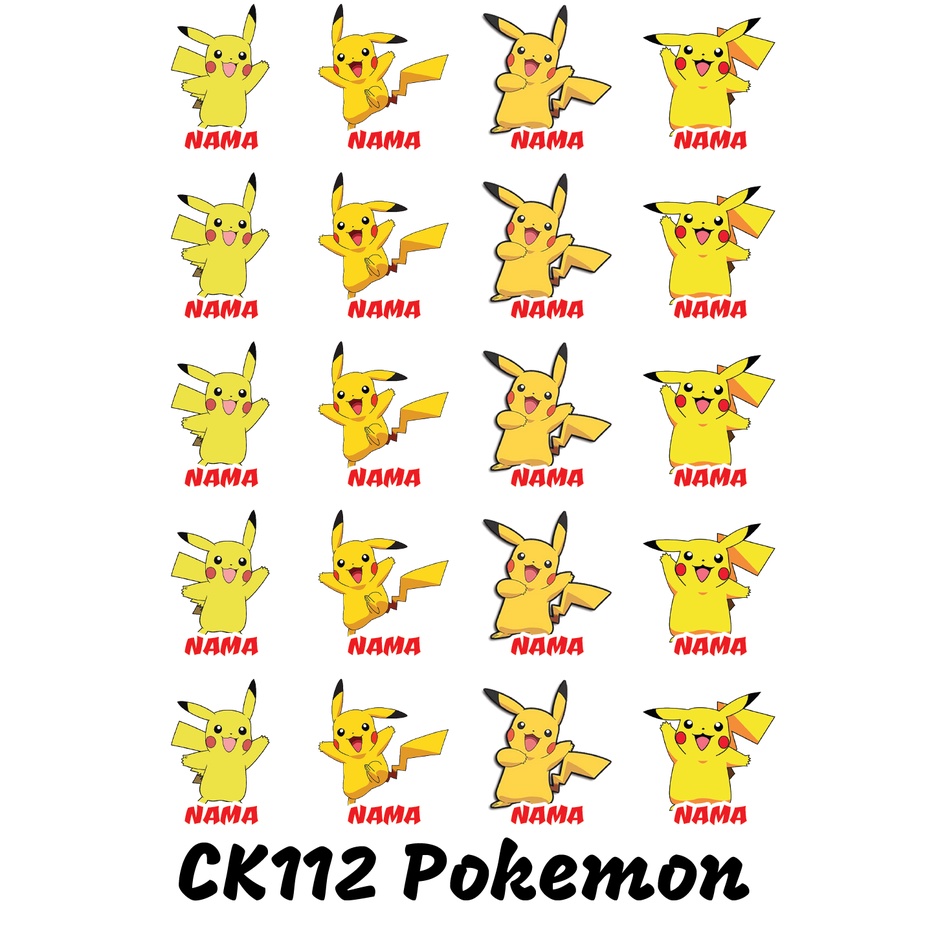 

Sticker Nama Cutting Label Waterproof Tahan Air Pokemon (CK112)