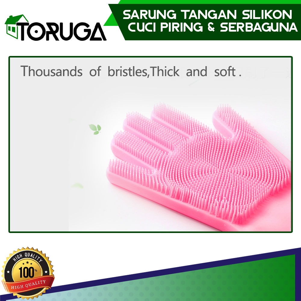 Sarung Tangan Latex Cuci Piring Silikon Karet Rubber Gloves Sikat Pembersih Serbaguna