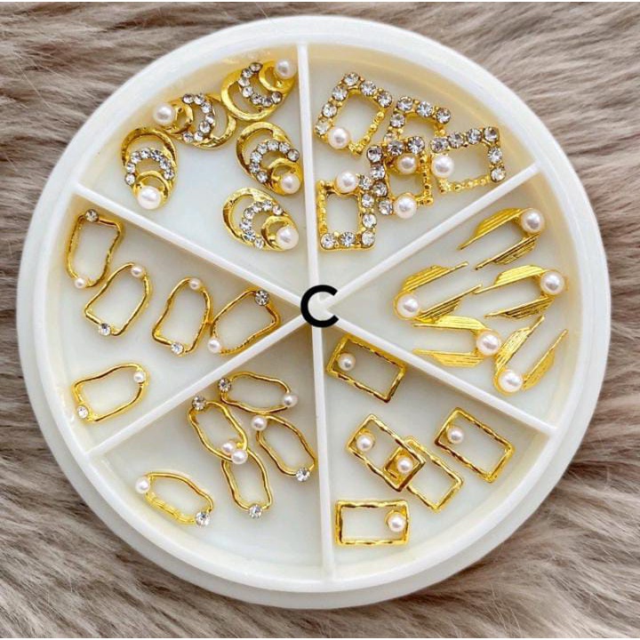 [6PCS ACC WHEEL NAIL ART GEMS] NAIL CHARMS SWAROVSKI AB NAIL ART PEARL / NAIL /KUKU