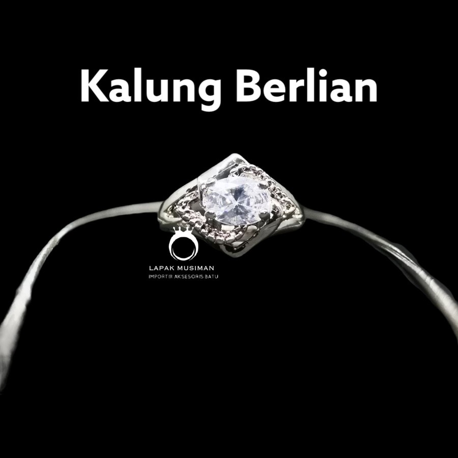 Kalung Wanita Warna Perak Batu American Diamond Gratis Cincin