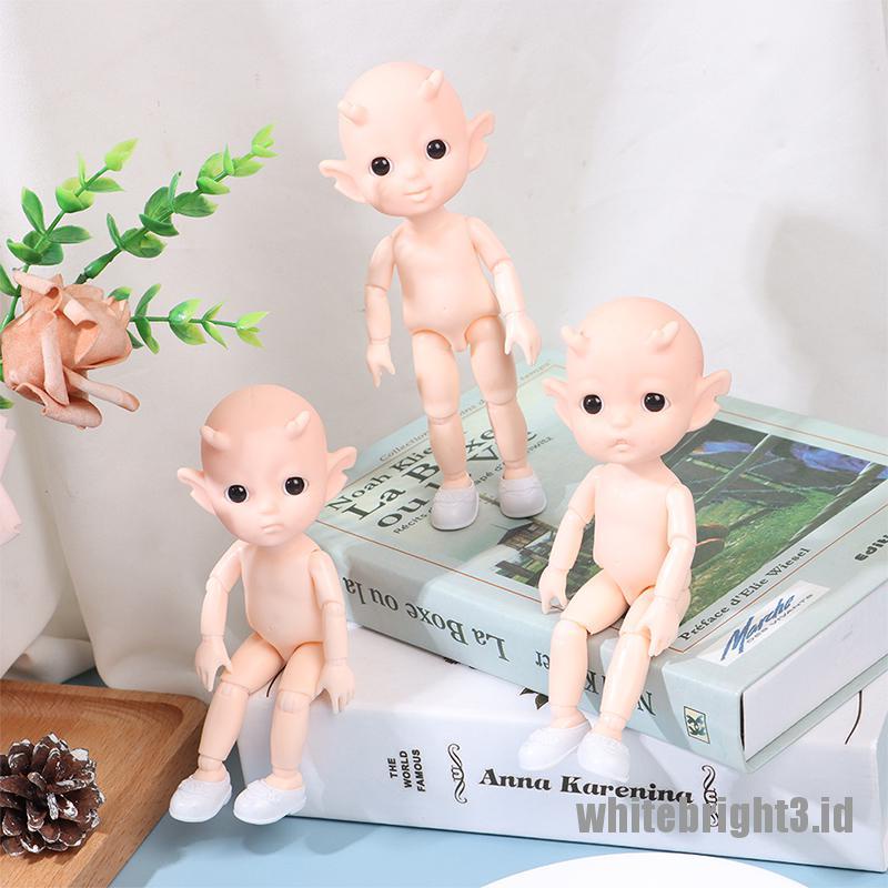 (white3) Mainan Boneka BJD Elves Horned 13 Sendi Dapat Bergerak Ukuran 16cm Diy