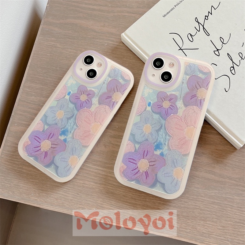 Soft Case Desain Lukisan Minyak Bunga Ungu Gaya Retro Untuk Samsung A23 A13 A22 A21 M23 A31 A52 A32 A03 Core A72 A20 A03S A52S A53 A73 A11 A33 A51 A50 A30S A21s A10s A20S A21s