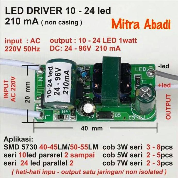 Big Sale LED Driver 10-24x1 Watt 210 mA AC-DC Tanpa Casing Big Sale