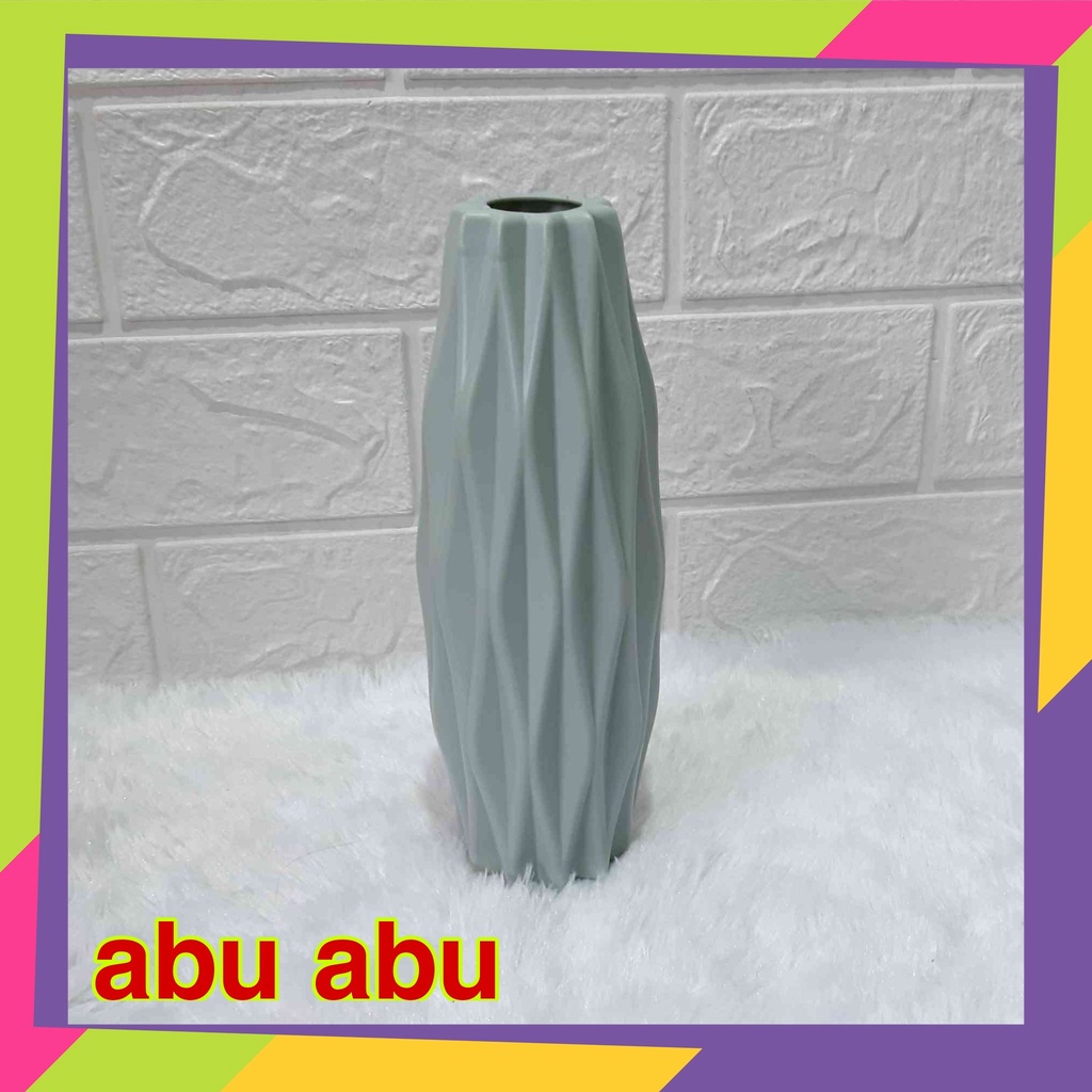 1071D2 / Pot bunga plastik motif Diamond / Vas bunga tanaman Artificial-ABU ABU