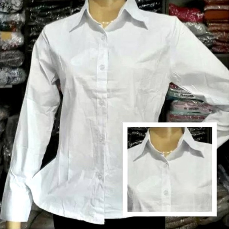 Kemeja putih wanita hem kantor formal size L