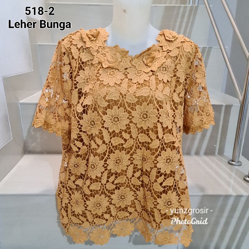 Blouse Brukat Putih, Hitam, Warna Tangan Pendek Import Size XL, 2XL, 3XL-4