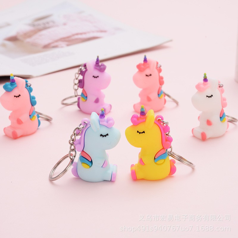 OVERFLOWS.ID GANCI KEYCHAIN BONEKA UNICORN MAGIC TEBEL WARNA PASTEL GANTUNGAN KUNCI LUCU MURAH