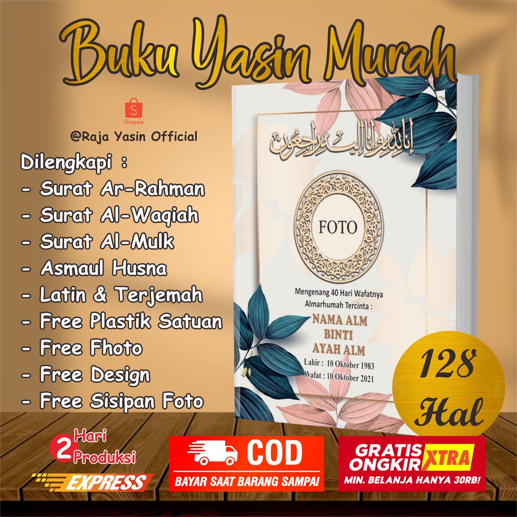 Cetak Buku Yasin Dan Tahlil Fadilah Custom Foto Murah 128 Halaman Untuk 40 100 1000 Harian Tahlilan Dan sisipan 2 Halaman