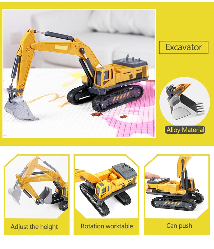 Mainan Truk Excavator Bahan Alloy Metal Diecast Untuk Anak