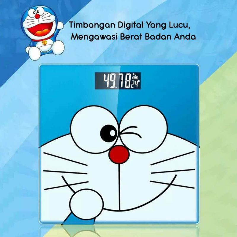 Timbangan Badan Digital Kartun 180Kg Body Scale Kaca Tempered 26x26