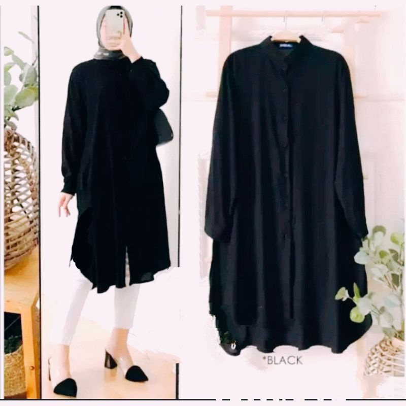 FISA TUNIK / TUNIK FISA Wanita Polos Terbaru Full Kancing Busui Moscrepe Premium