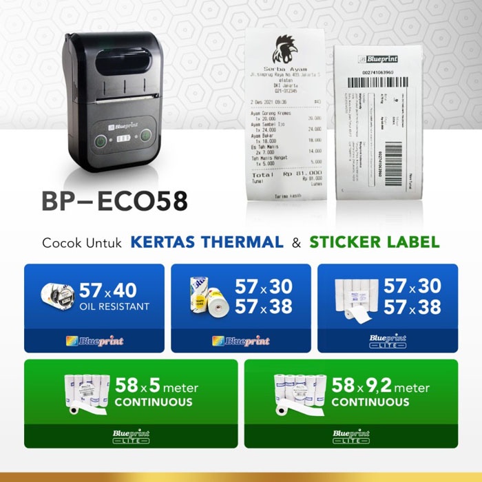 Blueprint ECO58 ECO 58 Portable Printer Thermal Bluetooth