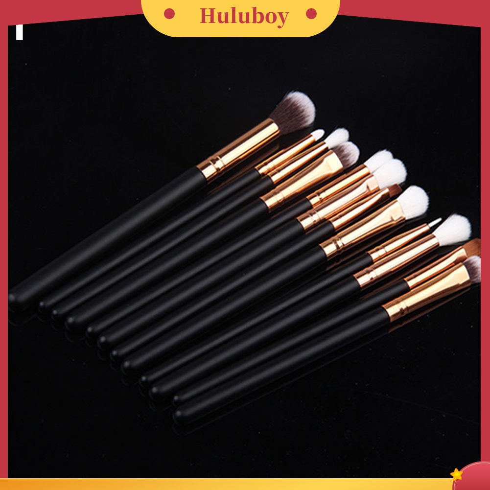 Huluboy Huluboy♡ 12pcs / Set Brush Kosmetik / Makeup Pro Untuk Foundation, Bedak, Eyeshadow, Eyeliner, Bibir