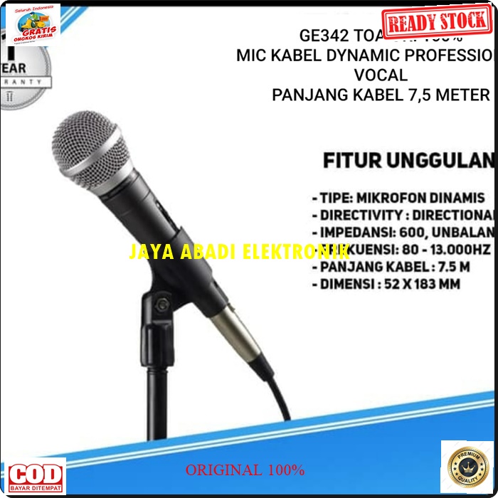 G342 NEW TOA ORIGINAL MIC KABEL BESI KARAOKE LEGENDARY DYNAMIC MIKROPON MIK MICROPHONE CARDIOID MIKROPHONE MEETING METING CABLE VOKAL ARTIS VOCAL AUDIO SOUND BEST SISTEM PROFESIONAL PRO PENGERAS SUARA HIFI SUARA SENSITIF MC PIDATO SEMINAR CERAMAH ACARA LE