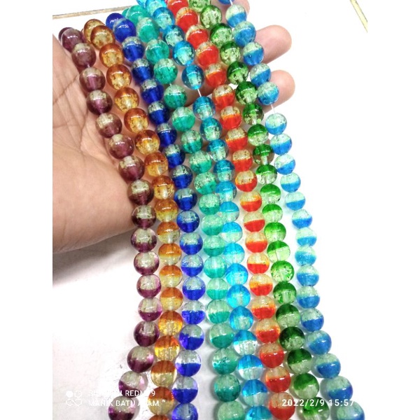 1strand Bahan Gelang Emas Batu Glow in the dark GID Lampwork uk 10mm Isi 28pcs