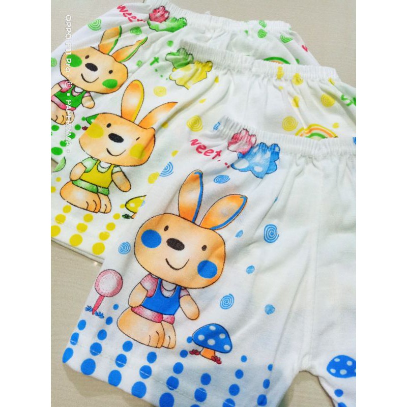 Celana Pendek Bayi Lusinan Bahan Katun Motif Sablon UNISEX Ukuran 0 bulan - 1 tahun Celana Bayi Lusinan Murah Harga Grosir