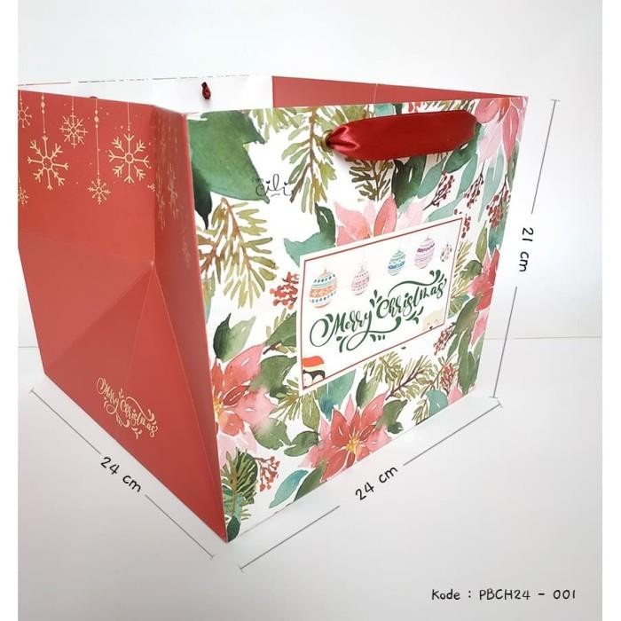 

(TERLARIS) (PBCH24-001) PaperBag natal christmas lucu uk 24x24x21 (isi10)
