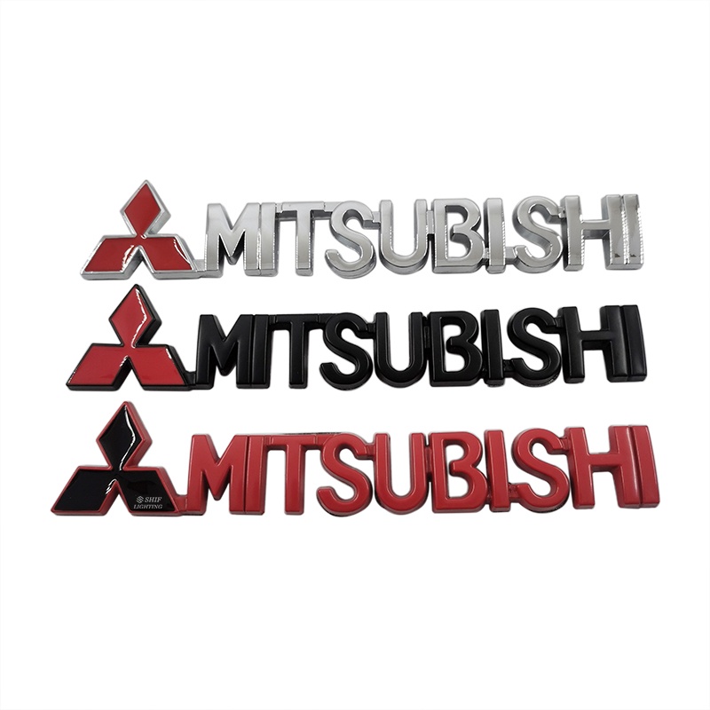 1pc Stiker Emblem / Badge Tulisan Mitsubishi Bahan Metal Untuk Belakang Mobil Mitsubishi