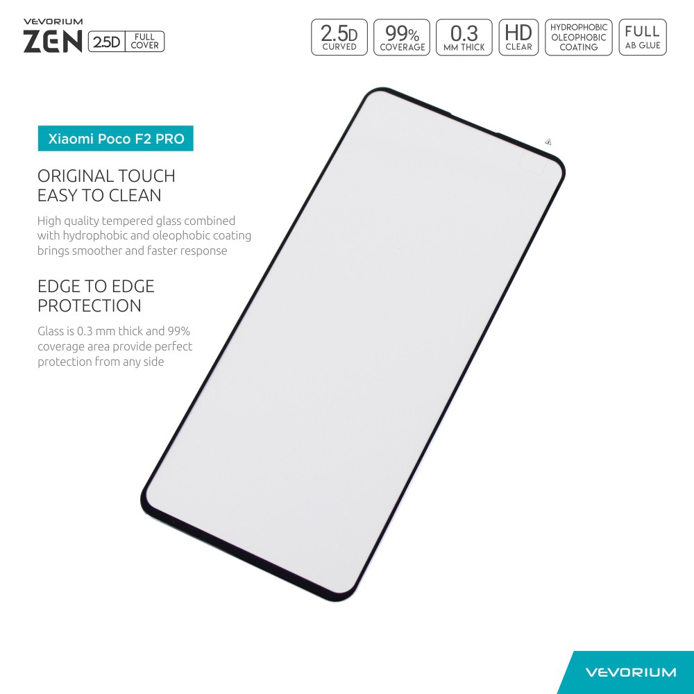 VEVORIUM ZEN 2.5D Xiaomi Pocophone Poco F2 PRO Full Cover Tempered Glass Anti Gores Kaca