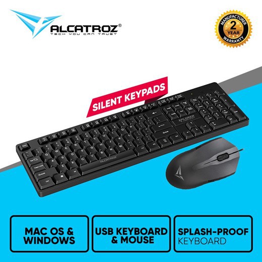 Keyboard &amp; Mouse Combo Xplorer C3300 Alcatroz Silent Wired Resmi Original