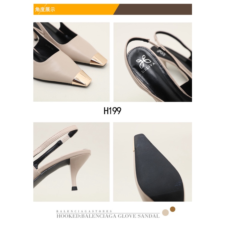 HELIVA VIVIAN Sling Back High Heels 6,5cm Pointed Shoes Bahan Kulit H199 Original Brand