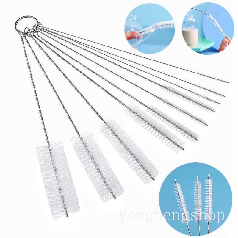 10pcs/set Rumah Sikat Pembersih Nilon Set Tabung Reaksi Botol Sedotan Alat Cuci Cleaner Tabung Pipa Alat Pembersih Keyboard Brushes