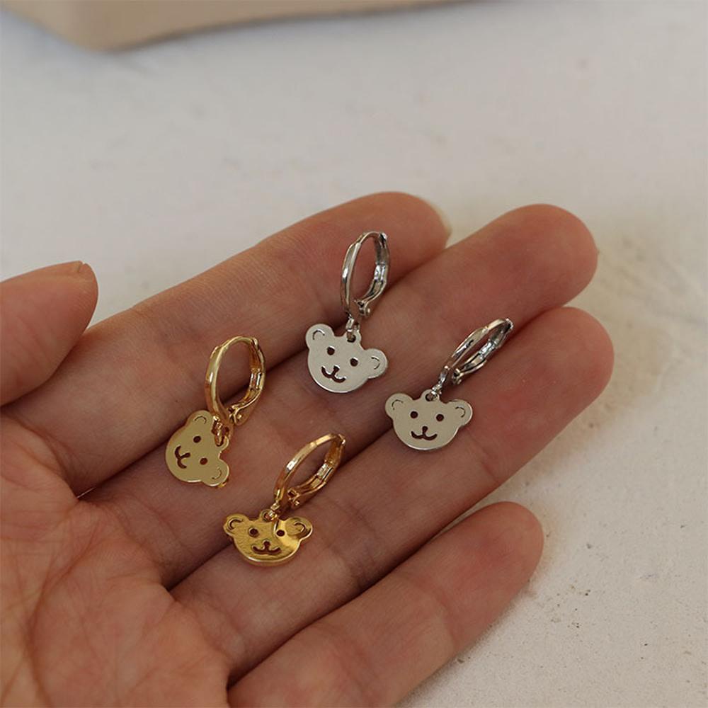 Anting Menjuntai Beruang QUINTON Lucu Keren Wanita Geometris Stud Earring Gadis Stainless Steel