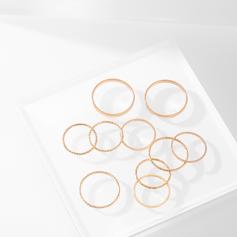 AY(CN) Set Perhiasan Cincin Jari Wanita Warna Emas Perak Gaya Vintage Untuk Hadiah Pernikahan