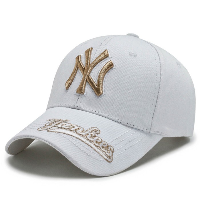 Topi Pria IMPORT TOPI PREMIUM BASEBALL NY METALIC PRIA WANITA UNISEX by Axeline - Putih(E6L8) ORIGIN